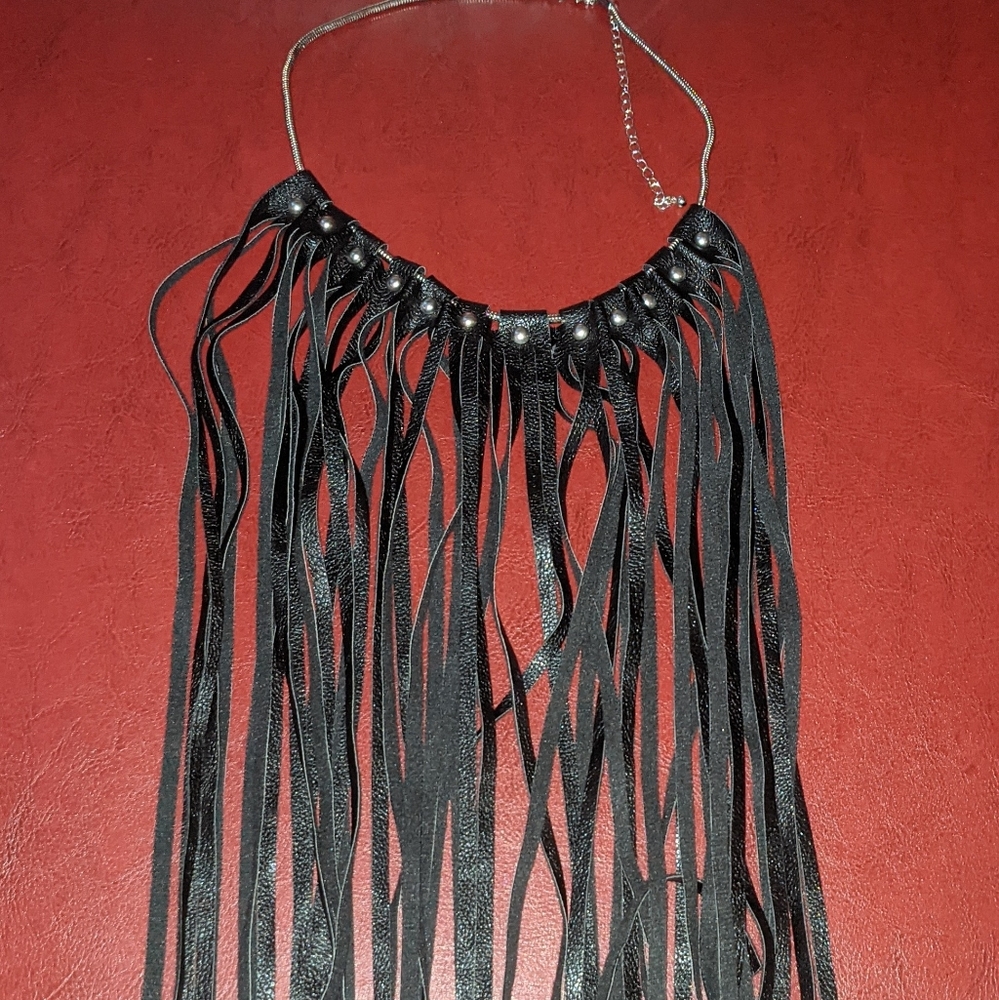 Faux Leather Statement Necklace - image 1
